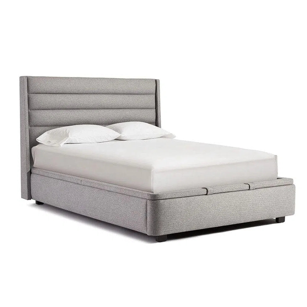 Lit rembourré polyvalent gris clair texturé