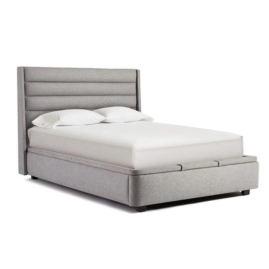 Lit rembourré polyvalent gris clair texturé