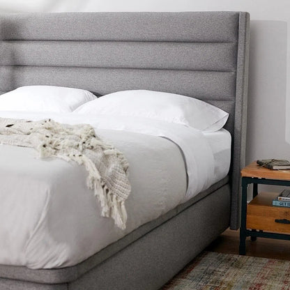 Lit rembourré polyvalent gris clair texturé