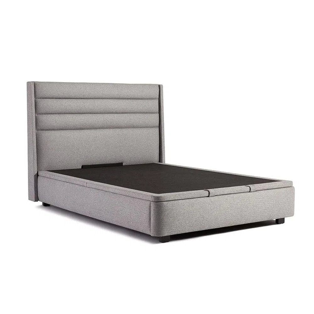 Lit rembourré polyvalent gris clair texturé