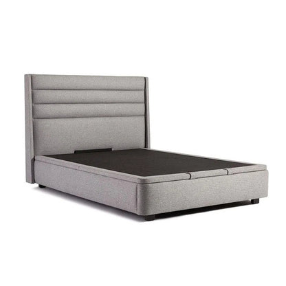 Lit rembourré polyvalent gris clair texturé